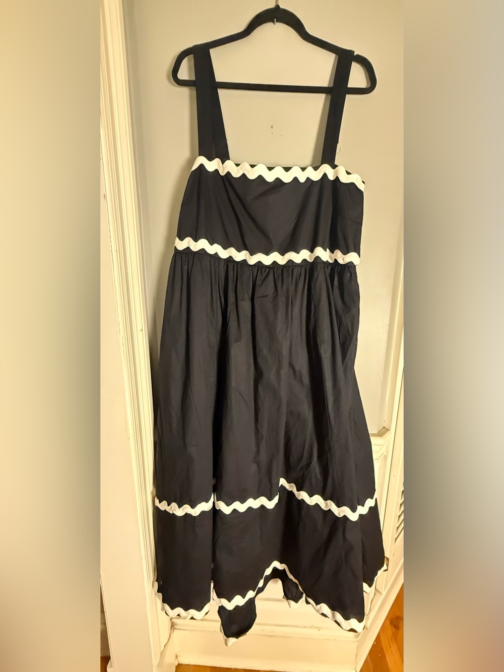 Torrid Belle Isle Maxi Babydoll Poplin Dress Black White Ric Rac 2X NWT